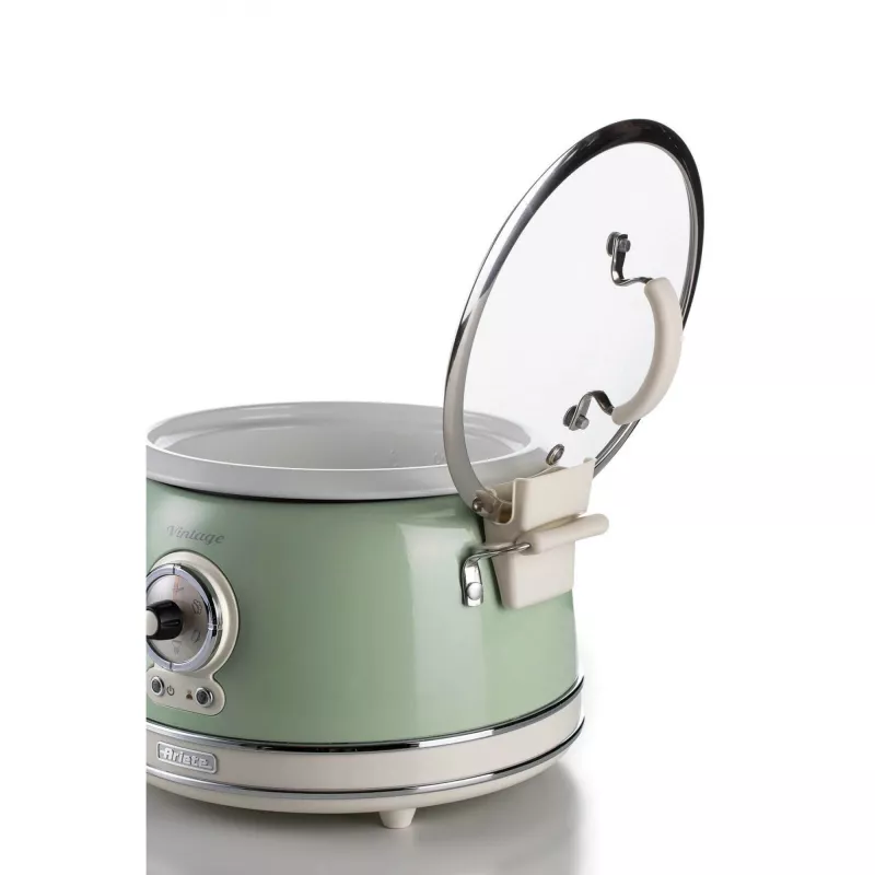 Ariete 2904 rīsu plīts - elektriskā rīsu plīts ar keramikas bļodu - paštaisīti suši - multikatls - Vintage līnija - 3,5 L - 650 W - zaļa