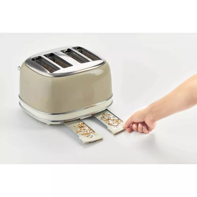 Ariete 156 4 Slice Vintage Toaster, 1600 W, 6 grauzdēšanas līmeņi, nerūsējošais tērauds krāsots pasteļbēšā, bez sviestmaižu turētājiem