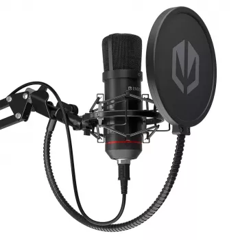 PC mikrofons ENDORFY Solum — vadu USB-C kardioīds mikrofons, 16 bitu/48 kHz, 18–21000 Hz, galda statīvs, 2,9 m kabelis, austiņu izeja, pop filtrs