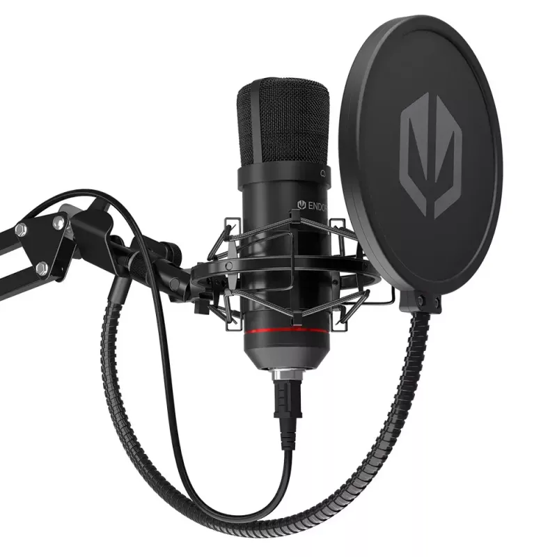 PC mikrofons ENDORFY Solum — vadu USB-C kardioīds mikrofons, 16 bitu/48 kHz, 18–21000 Hz, galda statīvs, 2,9 m kabelis, austiņu izeja, pop filtrs