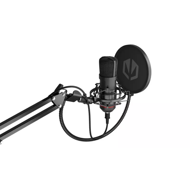 PC mikrofons ENDORFY Solum — vadu USB-C kardioīds mikrofons, 16 bitu/48 kHz, 18–21000 Hz, galda statīvs, 2,9 m kabelis, austiņu izeja, pop filtrs