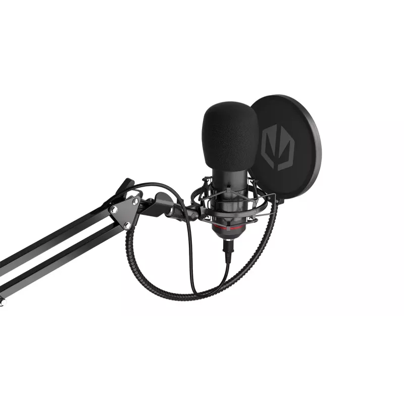 PC mikrofons ENDORFY Solum — vadu USB-C kardioīds mikrofons, 16 bitu/48 kHz, 18–21000 Hz, galda statīvs, 2,9 m kabelis, austiņu izeja, pop filtrs