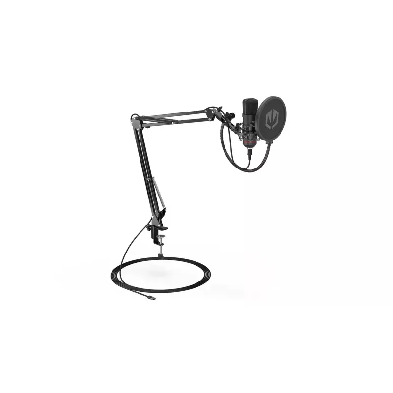 PC mikrofons ENDORFY Solum — vadu USB-C kardioīds mikrofons, 16 bitu/48 kHz, 18–21000 Hz, galda statīvs, 2,9 m kabelis, austiņu izeja, pop filtrs