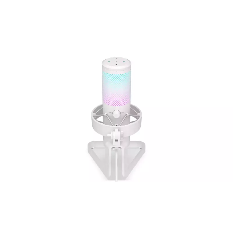 PC mikrofons ENDORFY AXIS Streaming balta — USB, kardioīds, 30–18 kHz, 192 kHz/24 bitu, galda statīvs, klusināšana, austiņu izeja