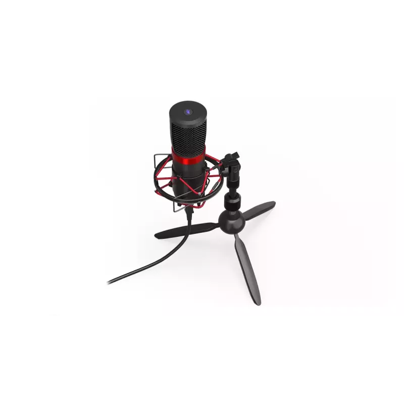 PC mikrofons ENDORFY Solum Streaming T — USB vadu, 24 bitu/48 kHz, 18–21000 Hz, galda stiprinājums, austiņu izeja, melns