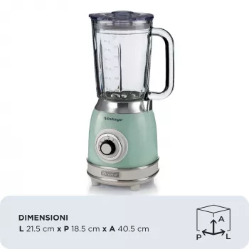 Ariete 583, Vintage blenderis ar 1,5 litru stikla krūzi, 4 nerūsējošā tērauda asmeņi, 4 ātrumi + pulss, 1000 W, zaļš