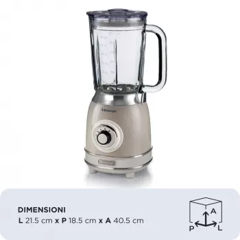 Ariete 583, Vintage blenderis ar 1,5 litru stikla krūzi, 4 nerūsējošā tērauda asmeņi, 4 ātrumi + Pulsa funkcija, 1000 W, Bēša