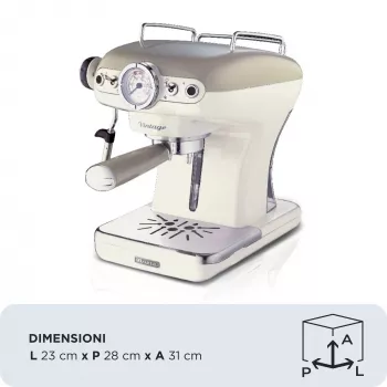 Ariete 1389 Vintage Espresso kafijas automāts - Espresso kafijas automāts maltai kafijai vai ESE kapsulām, pasteļbēšā krāsā