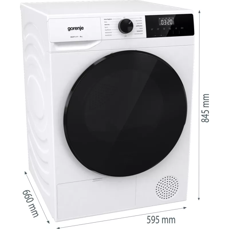 Gorenje DHNA92/DE veļas žāvētājs Brīvi stāvošs Ielādēšana no priekšas 9 kg Balts