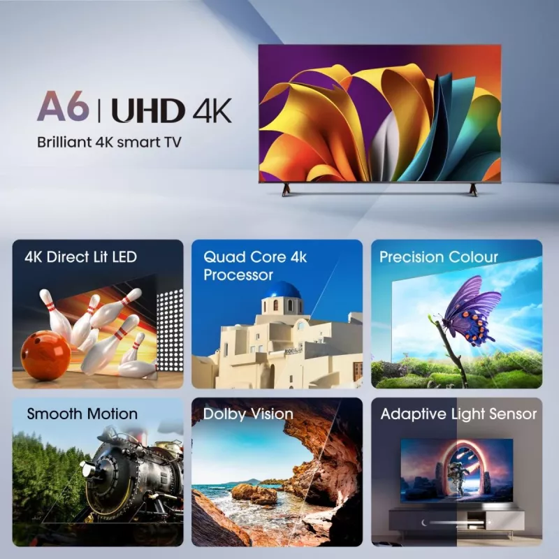 Hisense 85E6NT 2.16 m (85 collas) 4K Ultra HD Smart TV Wi-Fi Melns 400 cd/m²