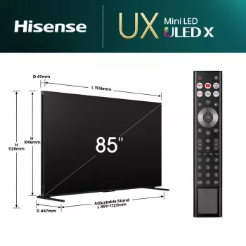 Hisense 85UXNQ 2,16 m (85 collas) 4K Ultra HD Smart TV Wi-Fi Melns, Pelēks 700 cd/m²
