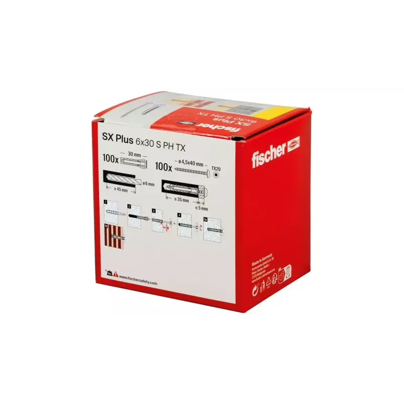 Skrūvju un dībeļu komplekts Fischer 567935 100 gab. neilons 6 mm urbuma diametrs