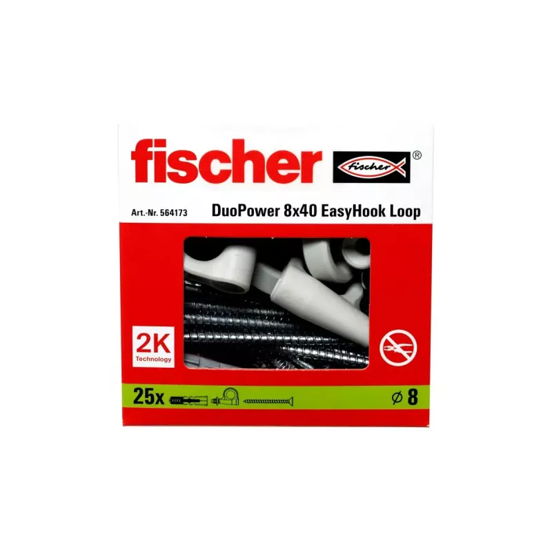 Skrūvju āķu un sienas dībeļu komplekts Fischer 564173 25 gab. Plastmasa 8 mm