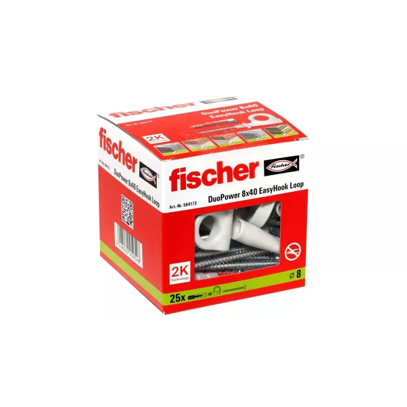 Skrūvju āķu un sienas dībeļu komplekts Fischer 564173 25 gab. Plastmasa 8 mm