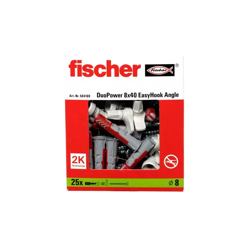 Skrūvju āķu un sienas dībeļu komplekts Fischer 564169 25 gab. Plastmasa 8 mm