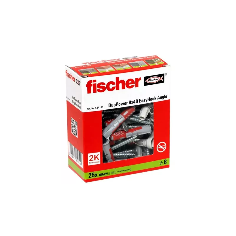 Skrūvju āķu un sienas dībeļu komplekts Fischer 564169 25 gab. Plastmasa 8 mm