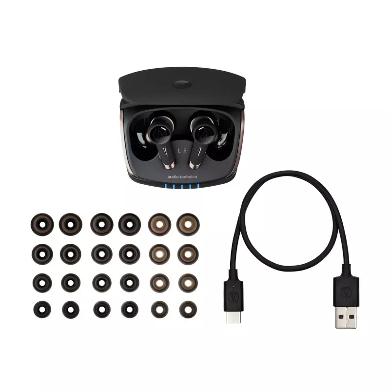Austiņas Audio-Technica ATH-TWX9 — patiesi bezvadu ievietojamās TWS, 10–40000 Hz, Bluetooth, brūnā krāsā