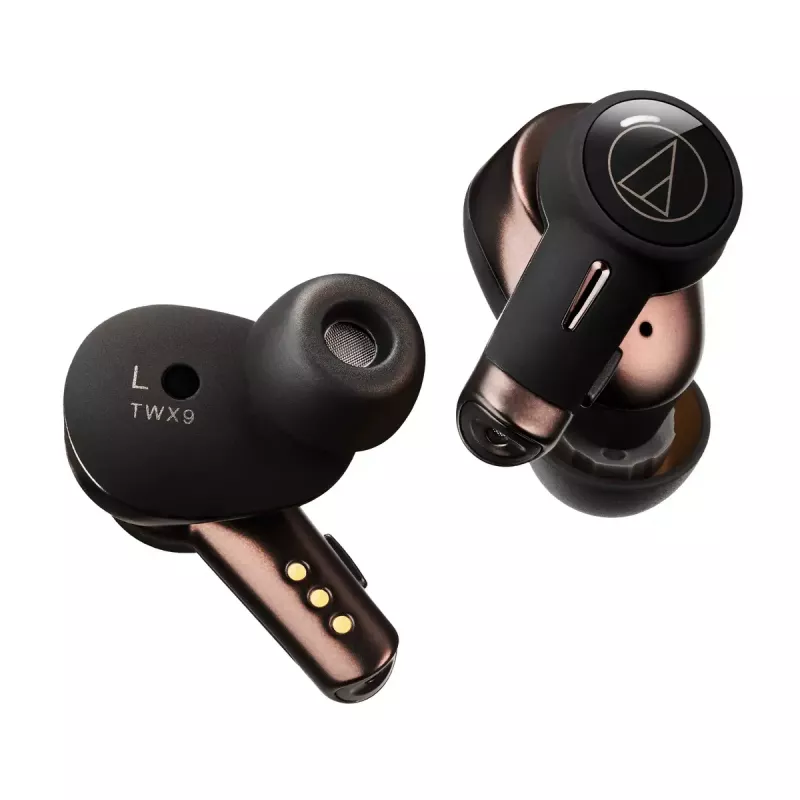 Austiņas Audio-Technica ATH-TWX9 — patiesi bezvadu ievietojamās TWS, 10–40000 Hz, Bluetooth, brūnā krāsā