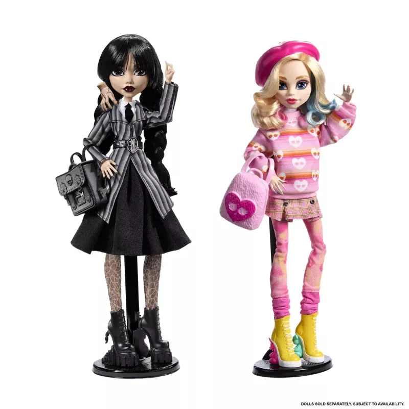 Modes lelle Mattel Monster High Wednesday Enid Sinclair Daudzkrāsaina
