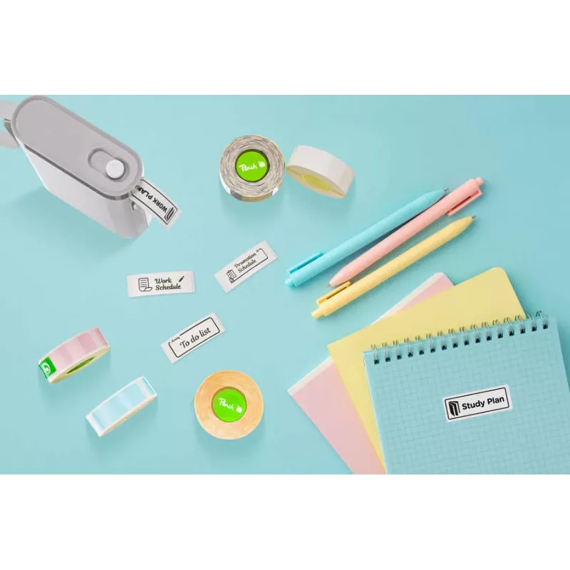 Maināmie ruļļi PEACH PE-110 caurspīdīgi Laber Printer PE102 printerim, saderīgs rezerves materiāls