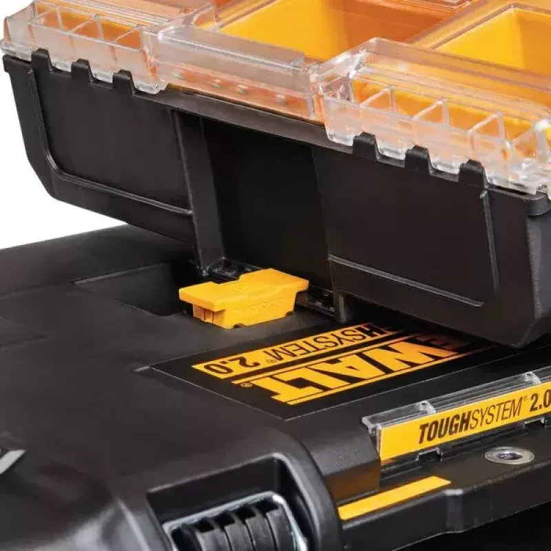 Instrumentu glabāšanas kaste DeWALT ToughSystem 2.0 melna caurspīdīga dzeltena 6 kabatas