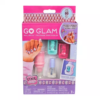 Cool Maker , GO GLAM Nagu komplekta papildinājums, Vienradža un nāriņas dizaini, Veido stilu 80 nagiem (Iepakojums var atšķirties), Radošie un amatniecības rotaļlietas bērniem no 7 gadu vecuma