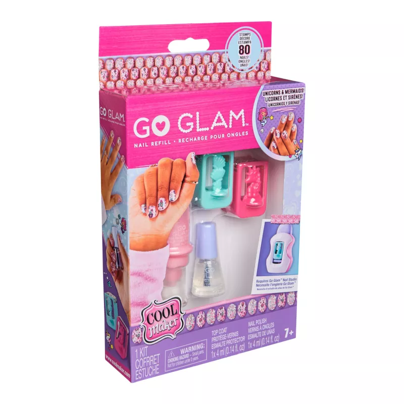 Cool Maker , GO GLAM Nagu komplekta papildinājums, Vienradža un nāriņas dizaini, Veido stilu 80 nagiem (Iepakojums var atšķirties), Radošie un amatniecības rotaļlietas bērniem no 7 gadu vecuma