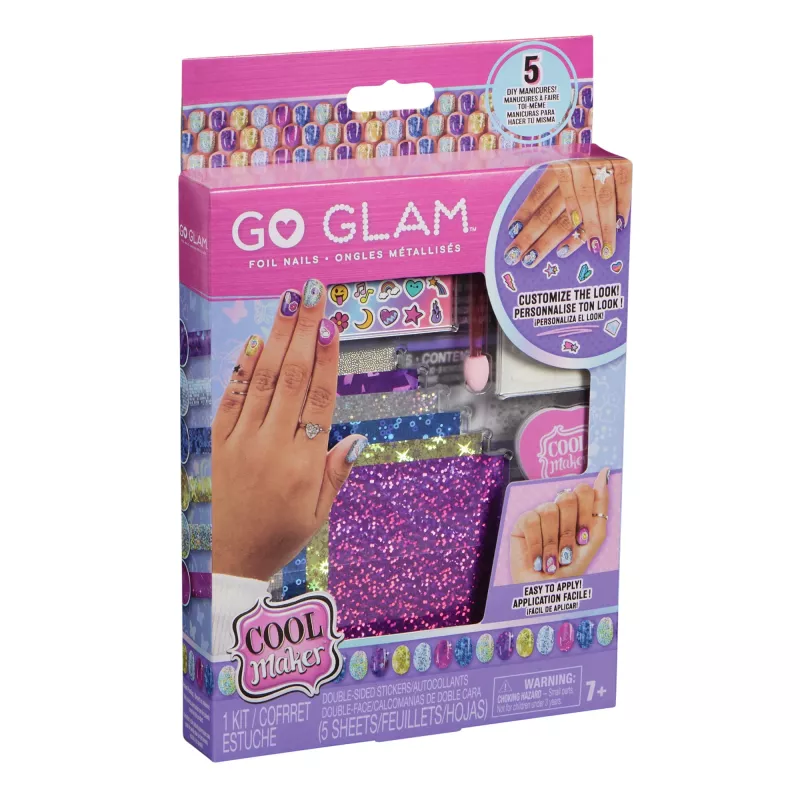 Cool Maker Mix & Mani Foil Nail komplekts ar 6 plēksnēm un uzlīmēm 5 DIY manikīriem (iepakojums var atšķirties), mākslas un amatniecības rotaļlietas bērniem no 7 gadu vecuma