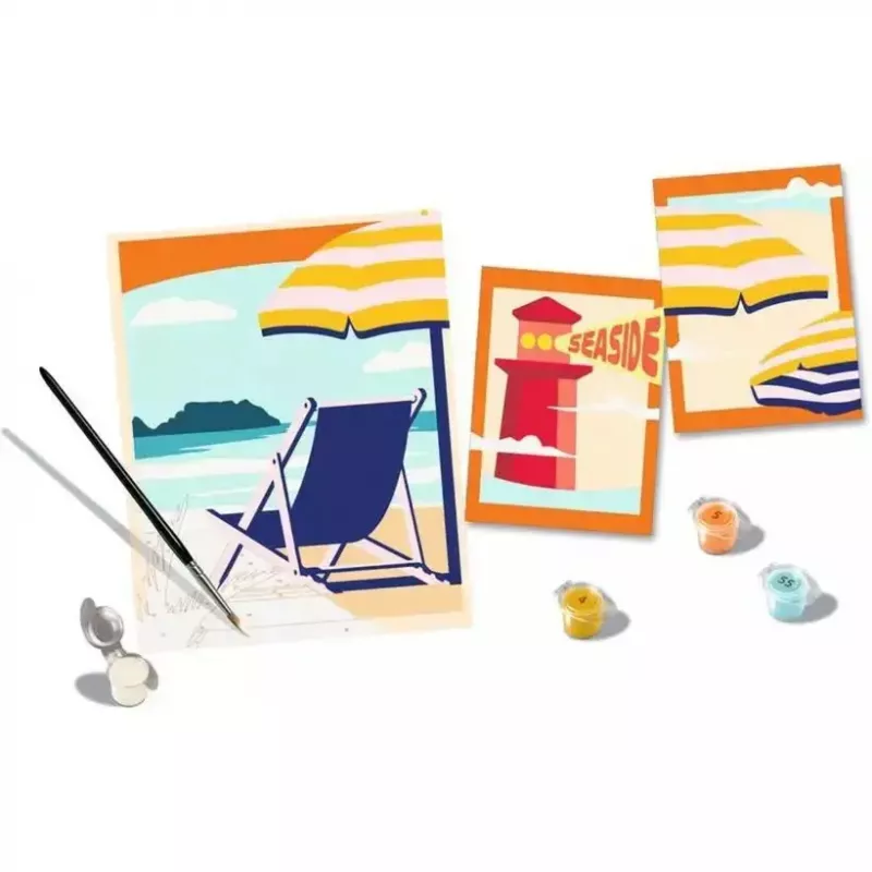 Ravensburger krāsošanas komplekts CreArt Gallery Wall Set 'Pludmalē' 23901 — krāsošanas aktivitāšu komplekts ar rāmja paneļiem