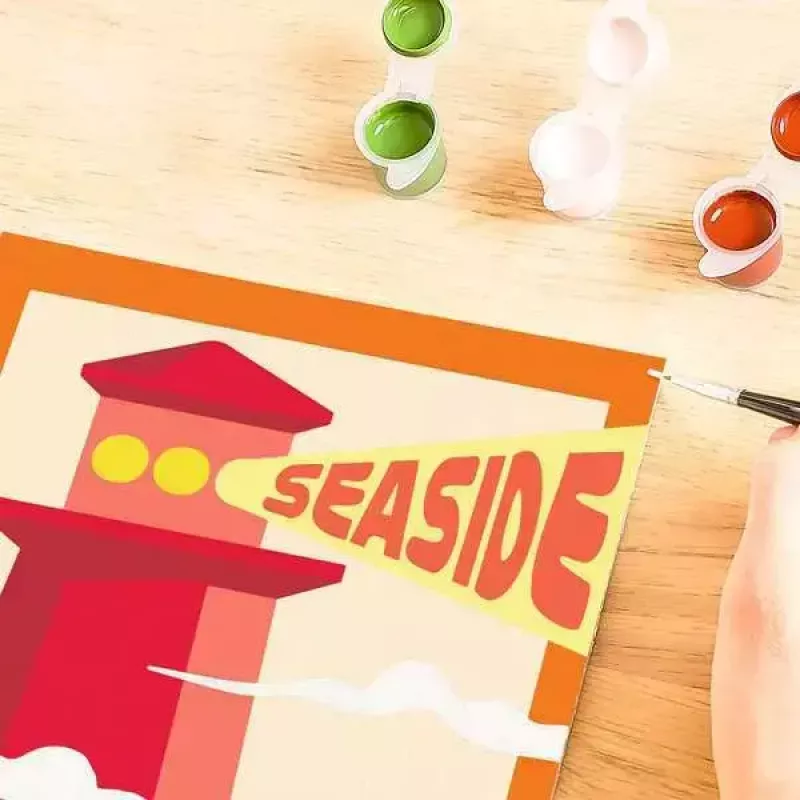 Krāsošanas komplekts Ravensburger CreArt – Bāka pie jūras, radošs krāsošanas pēc numuriem komplekts