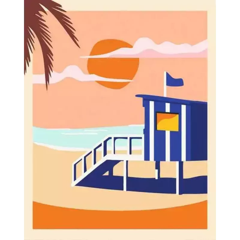 Krāsošanas komplekts Ravensburger CreArt Beach - Cottage, modelis 23896, ietver audeklu un krāsas