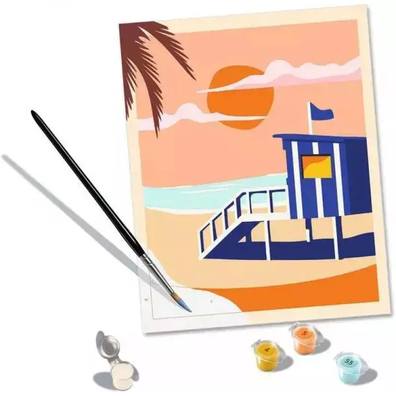 Krāsošanas komplekts Ravensburger CreArt Beach - Cottage, modelis 23896, ietver audeklu un krāsas