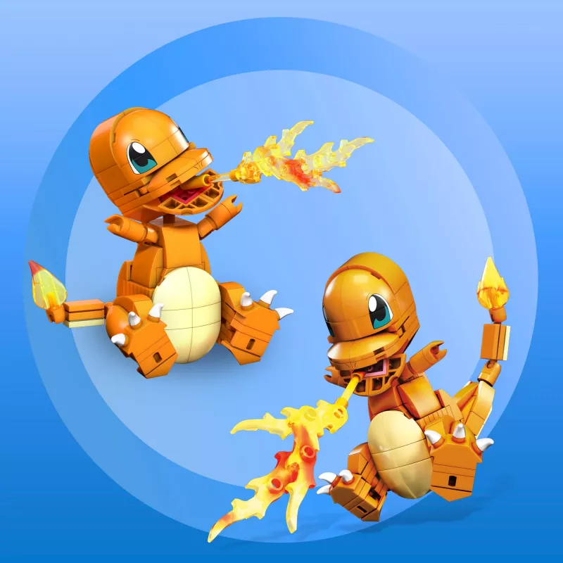MEGA Pokémon Build & Show Charmander rotaļlietu būvēšanas komplekts, 4 collas augsts,