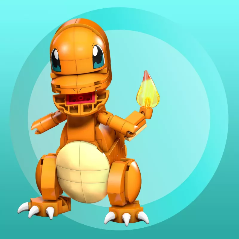 MEGA Pokémon Build & Show Charmander rotaļlietu būvēšanas komplekts, 4 collas augsts,