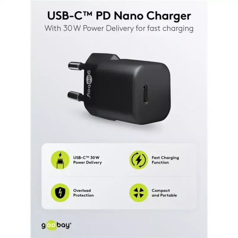 GOOBAY lādētājs 64574 30 W USB‑C PD uz Apple Lightning kabelis 1 m, melns