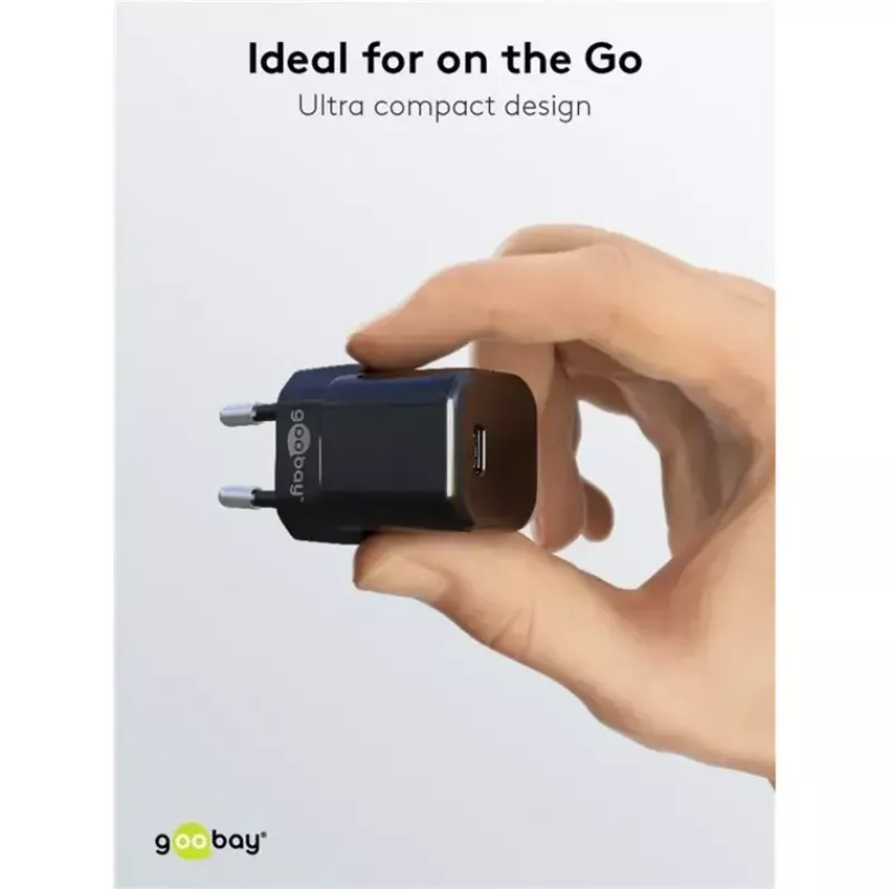 Lādētājs GOOBAY 61083 20W PD ar 1 m kabeli — USB-C strāvas adapteris, 20 W jauda