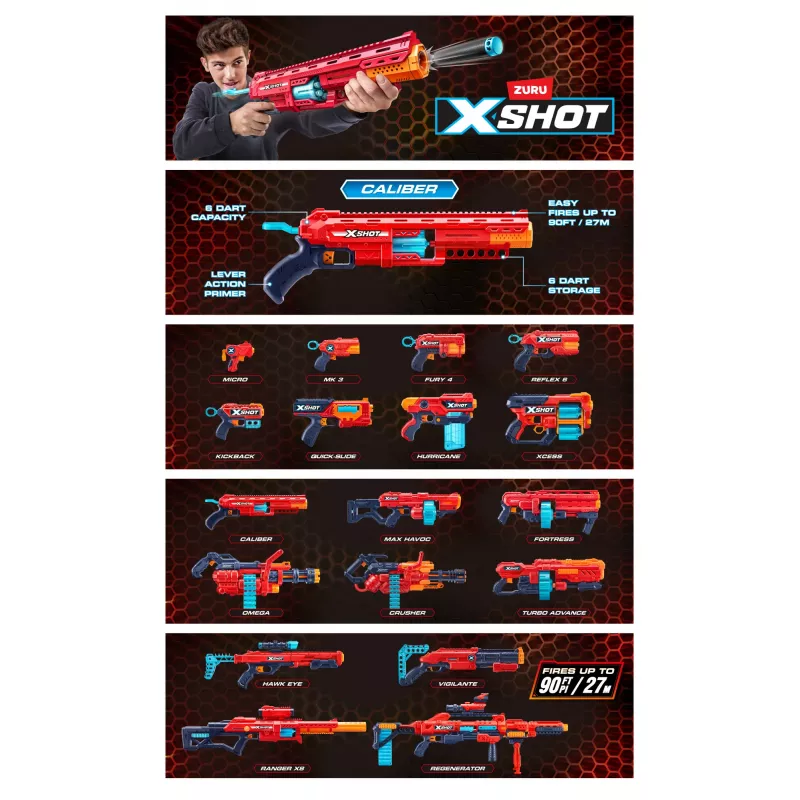 XSHOT Excel Caliber blasteris (16 šautriņas) ZURU