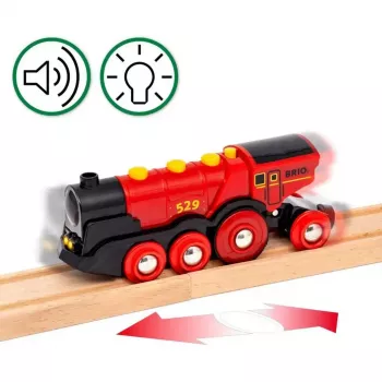 Ravensburger BRIO World sarkanā Lola fermas vilciena komplekts – koka rotaļu vilciena spēles komplekts
