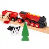 Ravensburger BRIO World sarkanā Lola fermas vilciena komplekts – koka rotaļu vilciena spēles komplekts