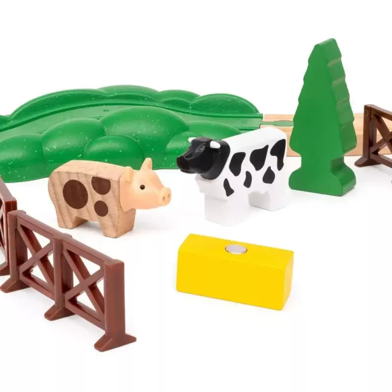 Ravensburger BRIO World sarkanā Lola fermas vilciena komplekts – koka rotaļu vilciena spēles komplekts