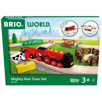 Ravensburger BRIO World sarkanā Lola fermas vilciena komplekts – koka rotaļu vilciena spēles komplekts