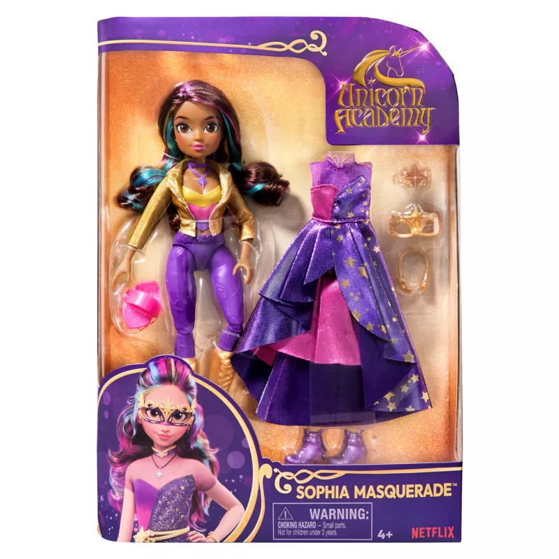 Modes lelle Spinmaster Unicorn Academy Sophia Masquerade 241mm Daudzkrāsaina