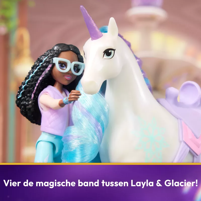 Unicorn Academy, Layla & Glacier ar 2 aksesuāriem un matu rīku, lelles un vienradžu rotaļlietas meitenēm no 4 gadu vecuma