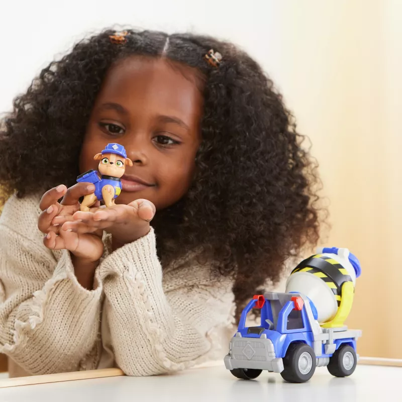 Rubble & Crew , Mix’s Cement Mixer Toy Truck ar darbības figūru un kustīgiem celtniecības rotaļlietām, bērnu rotaļlietas vecumam no 3 gadiem