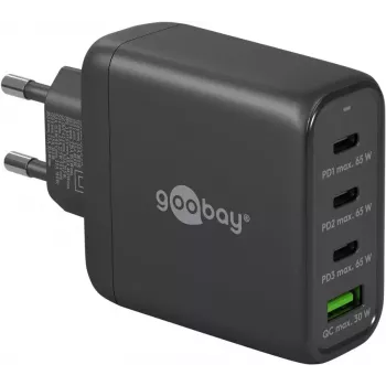 Goobay lādētājs 64819 AC ātrā uzlāde iekštelpām melns 3 USB Type-C