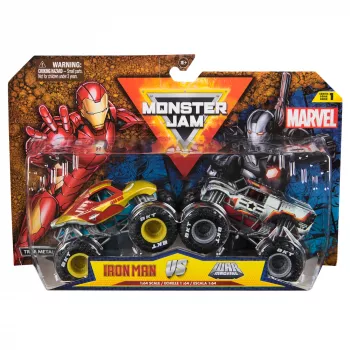 Monster Jam , Marvel Official Iron Man Vs. War Machine Die-Cast Monster Trucks, 1:64 mērogā, rotaļlietas zēniem un meitenēm no 3 gadu vecuma