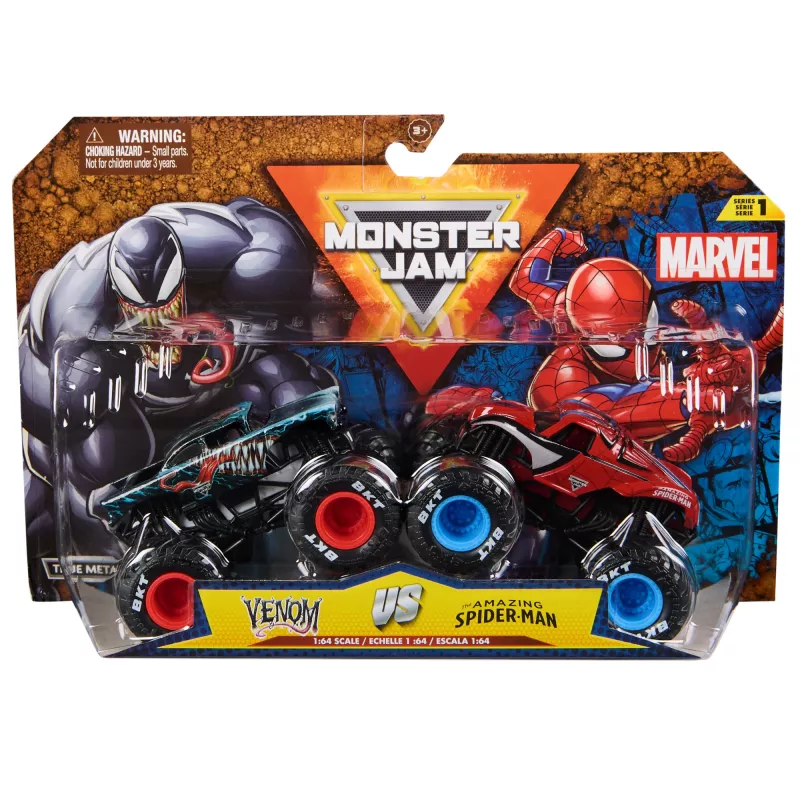 Monster Jam , Marvel Official Iron Man Vs. War Machine Die-Cast Monster Trucks, 1:64 mērogā, rotaļlietas zēniem un meitenēm no 3 gadu vecuma