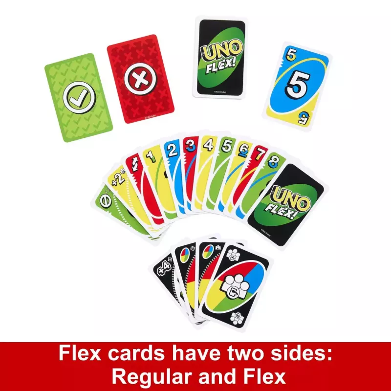 Kāršu spēle MATTEL Games UNO Flex — nomešanas kāršu spēle, vecums 7+