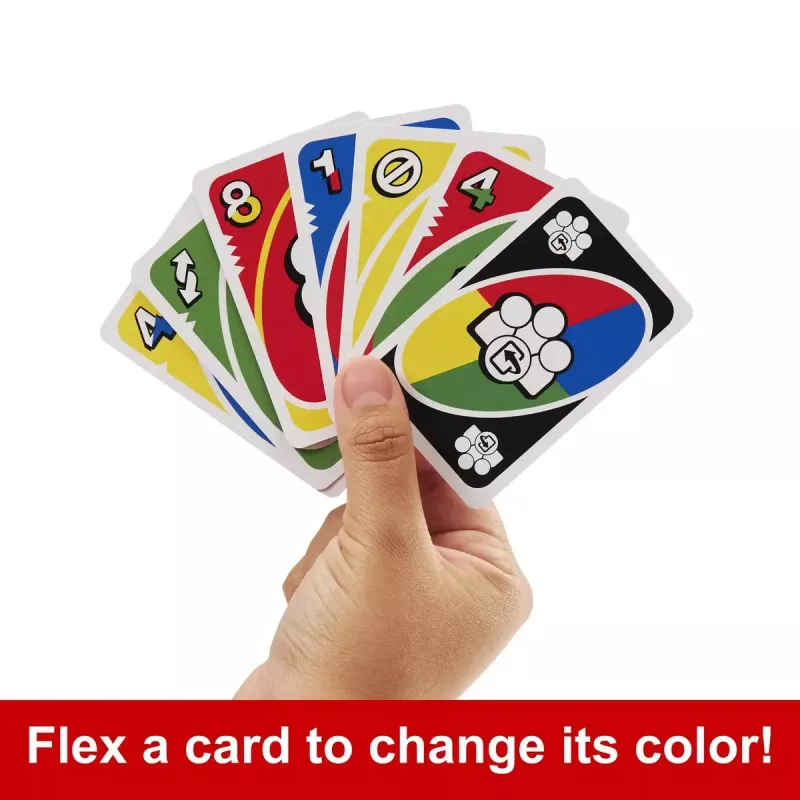 Kāršu spēle MATTEL Games UNO Flex — nomešanas kāršu spēle, vecums 7+