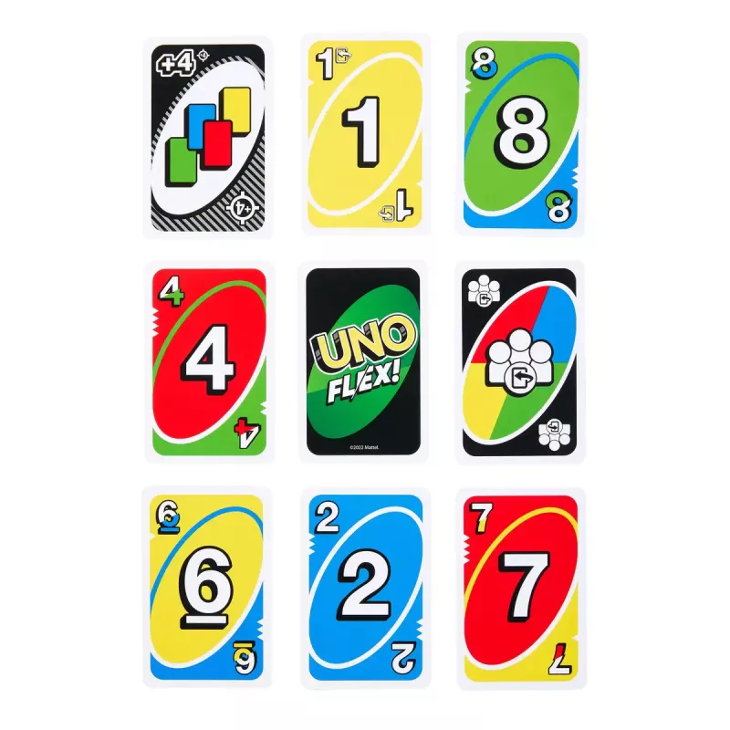 Kāršu spēle MATTEL Games UNO Flex — nomešanas kāršu spēle, vecums 7+